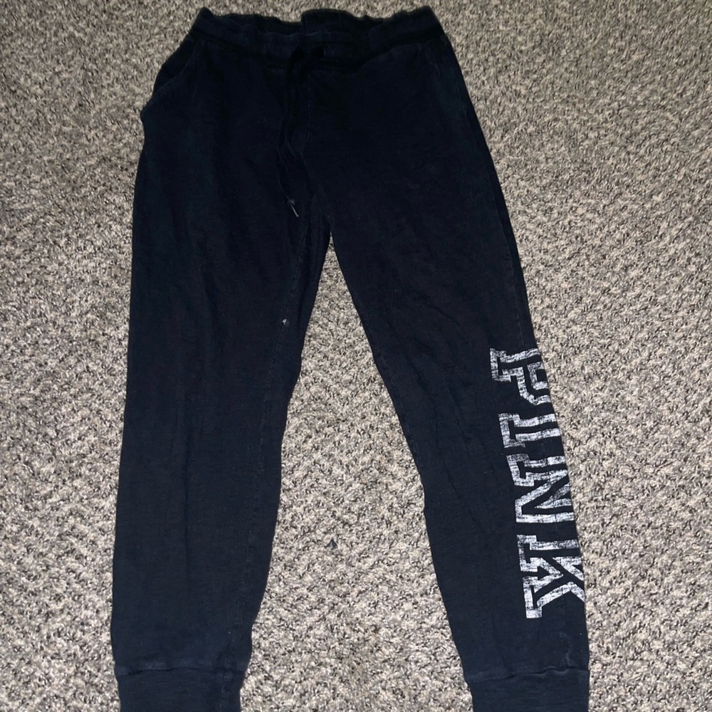 Victoria's Secret Pink Sweatpants Skinny Jogger Black/White Logo